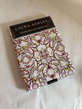 Laura Ashley Floral Vine Tablecloth in White, Purple, Green NWT